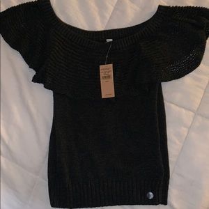 NEW Charcoal Grey Off-the-shoulder sweater